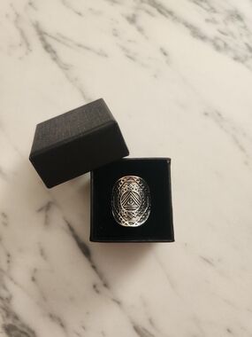 Ornate Silver-Tone Statement Ring~Size 10